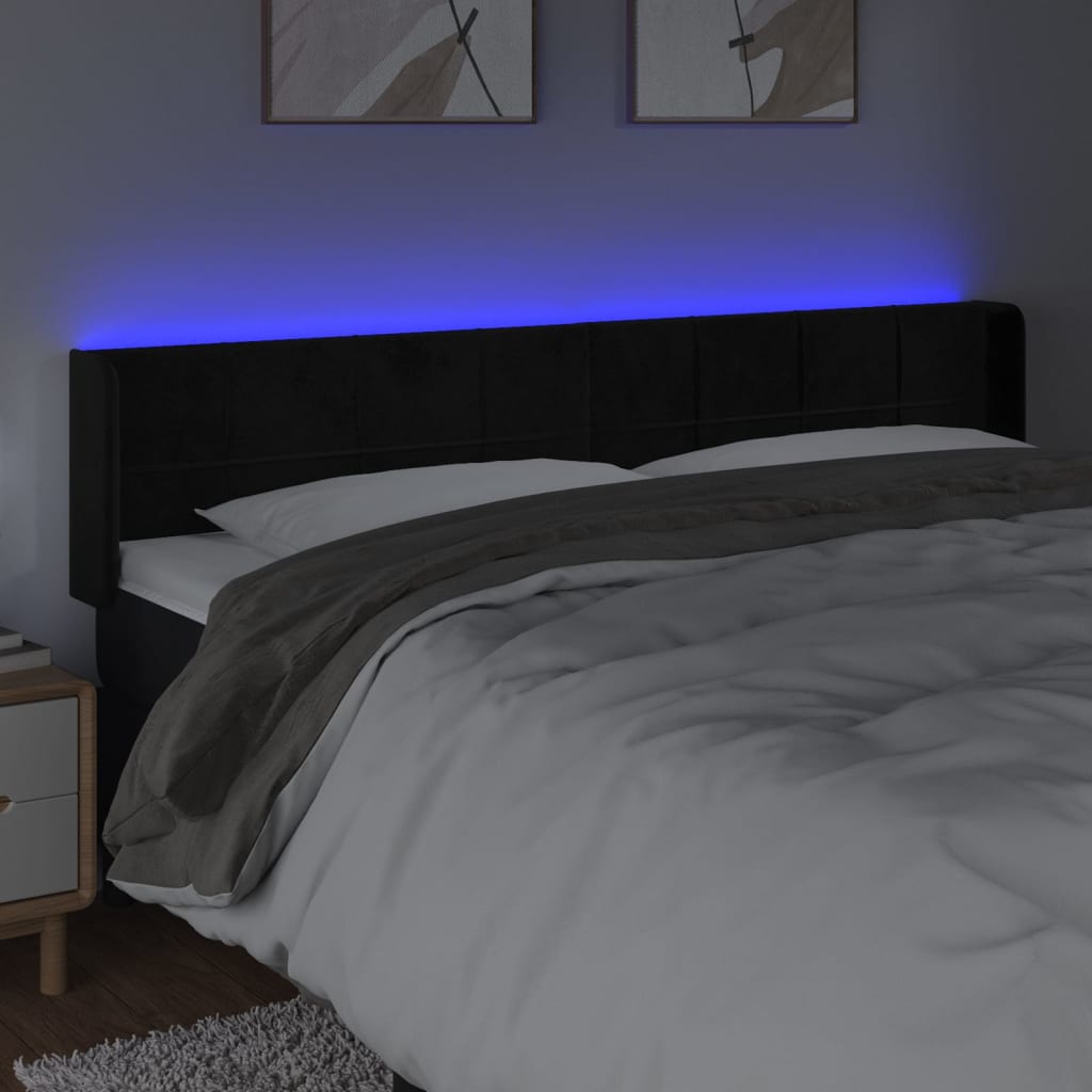 Hoofdbord LED 203x16x78/88 cm fluweel zwart is nu te koop bij PeponiXL, paradijselijk wonen!