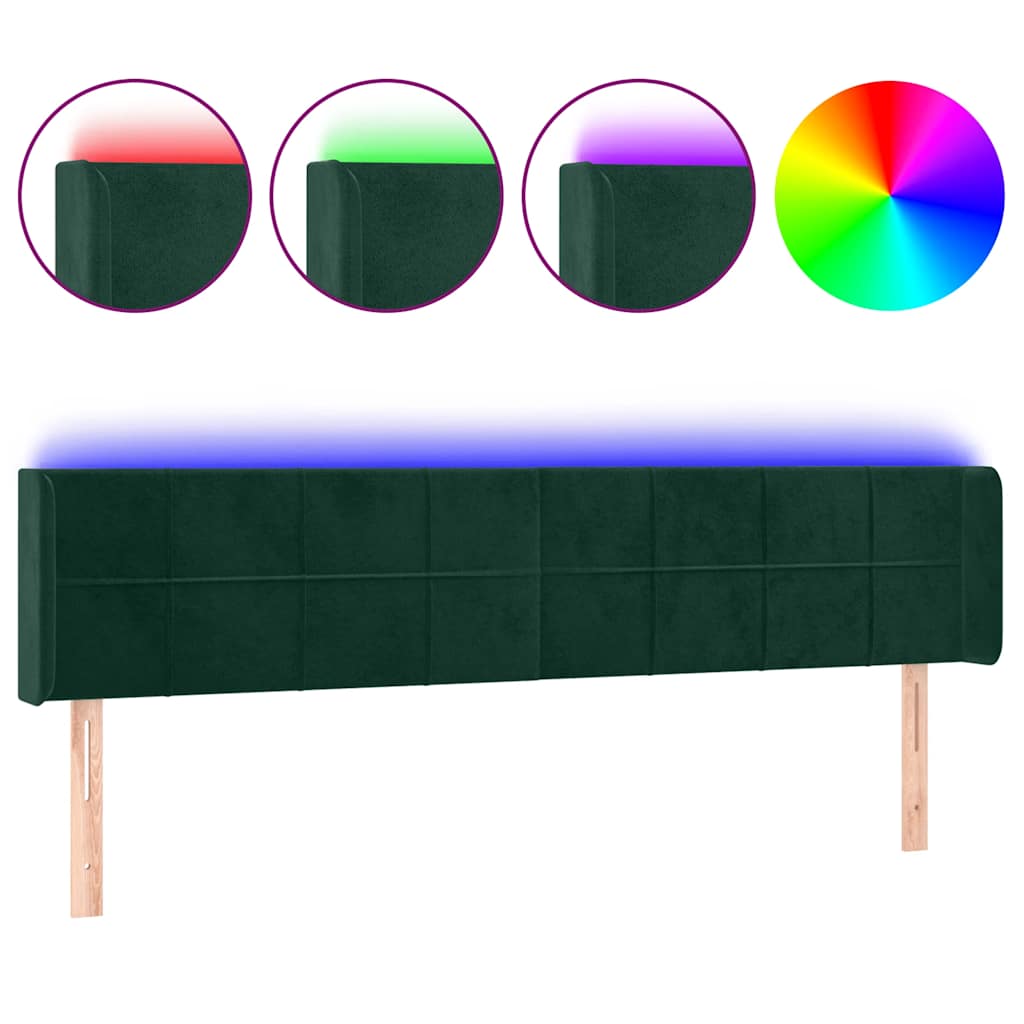 Hoofdbord LED 203x16x78/88 cm fluweel donkergroen is nu te koop bij PeponiXL, paradijselijk wonen!