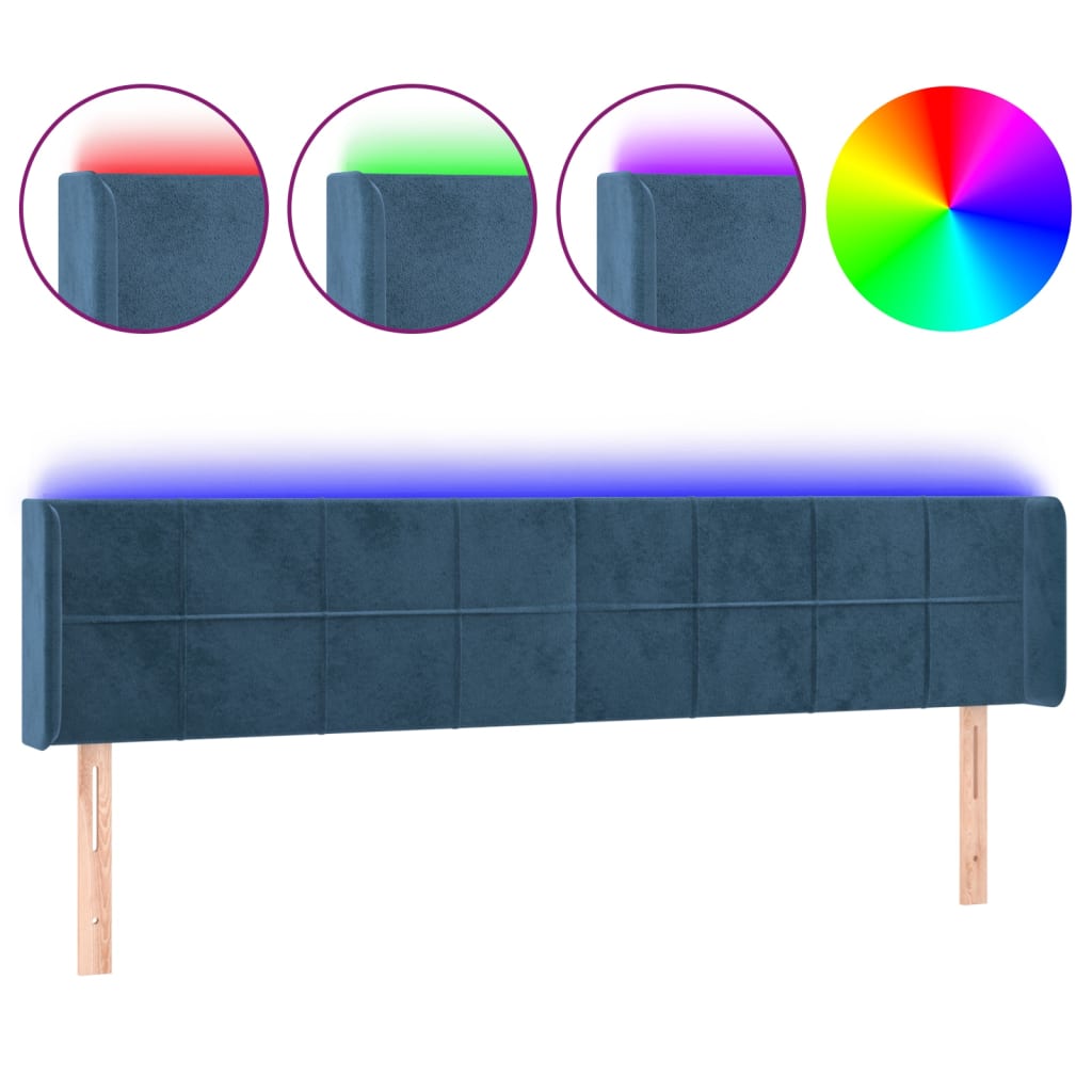 Hoofdbord LED 203x16x78/88 cm fluweel donkerblauw is nu te koop bij PeponiXL, paradijselijk wonen!