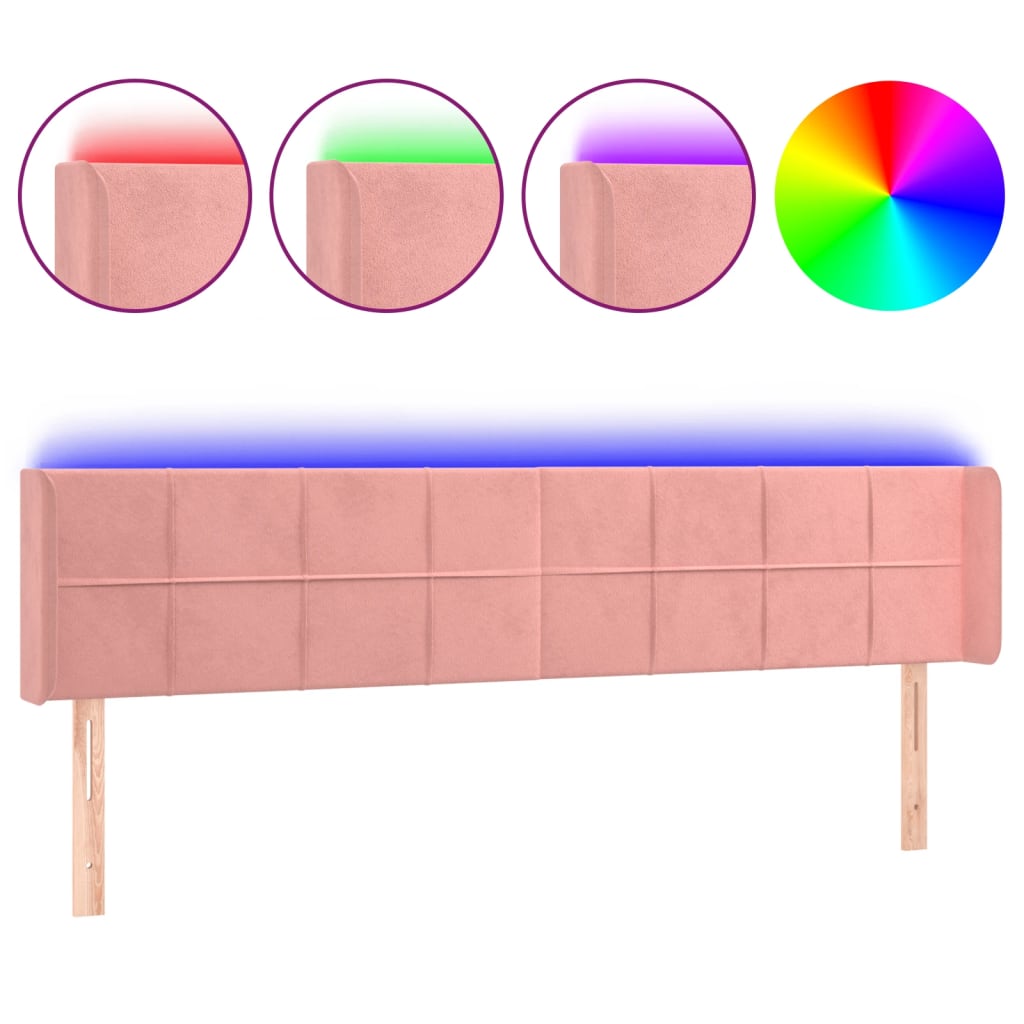 Hoofdbord LED 203x16x78/88 cm fluweel roze is nu te koop bij PeponiXL, paradijselijk wonen!