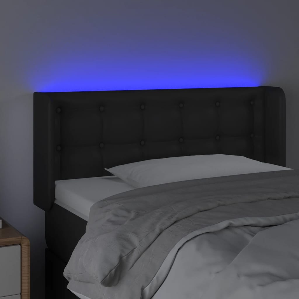 Hoofdbord LED 83x16x78/88 cm kunstleer zwart is nu te koop bij PeponiXL, paradijselijk wonen!