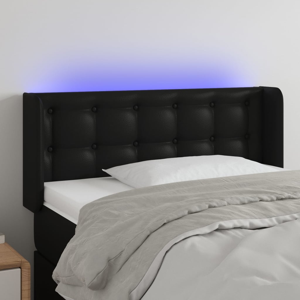 Hoofdbord LED 83x16x78/88 cm kunstleer zwart is nu te koop bij PeponiXL, paradijselijk wonen!