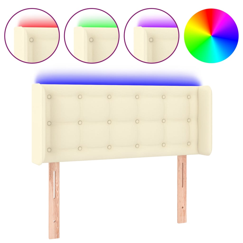 Hoofdbord LED 83x16x78/88 cm kunstleer crèmekleurig is nu te koop bij PeponiXL, paradijselijk wonen!