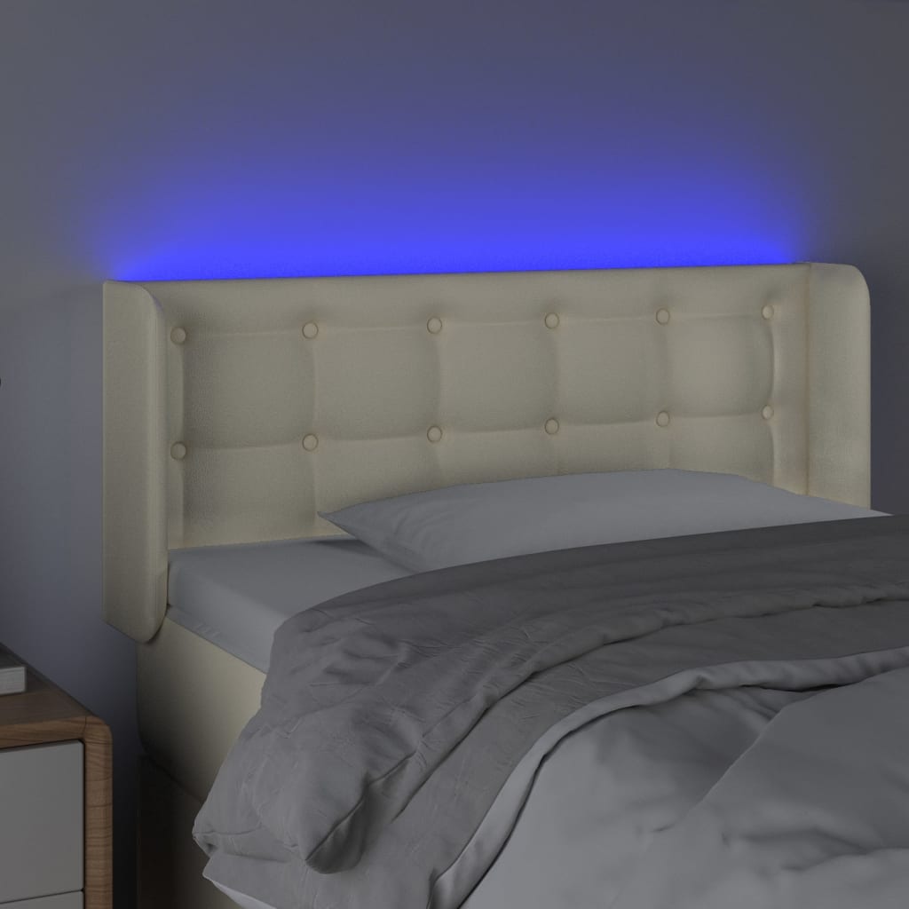 Hoofdbord LED 83x16x78/88 cm kunstleer crèmekleurig is nu te koop bij PeponiXL, paradijselijk wonen!