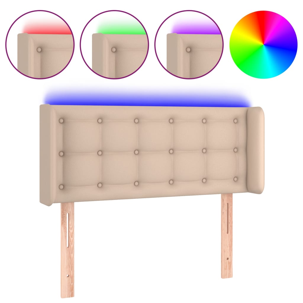 Hoofdbord LED 83x16x78/88 cm kunstleer cappuccinokleurig is nu te koop bij PeponiXL, paradijselijk wonen!