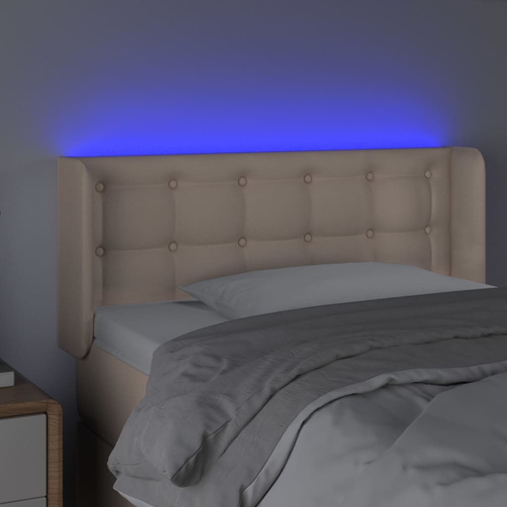 Hoofdbord LED 83x16x78/88 cm kunstleer cappuccinokleurig is nu te koop bij PeponiXL, paradijselijk wonen!