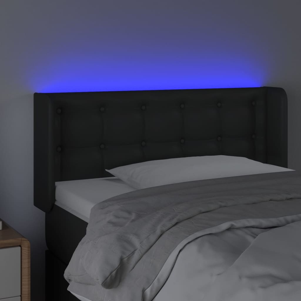 Hoofdbord LED 93x16x78/88 cm kunstleer zwart is nu te koop bij PeponiXL, paradijselijk wonen!
