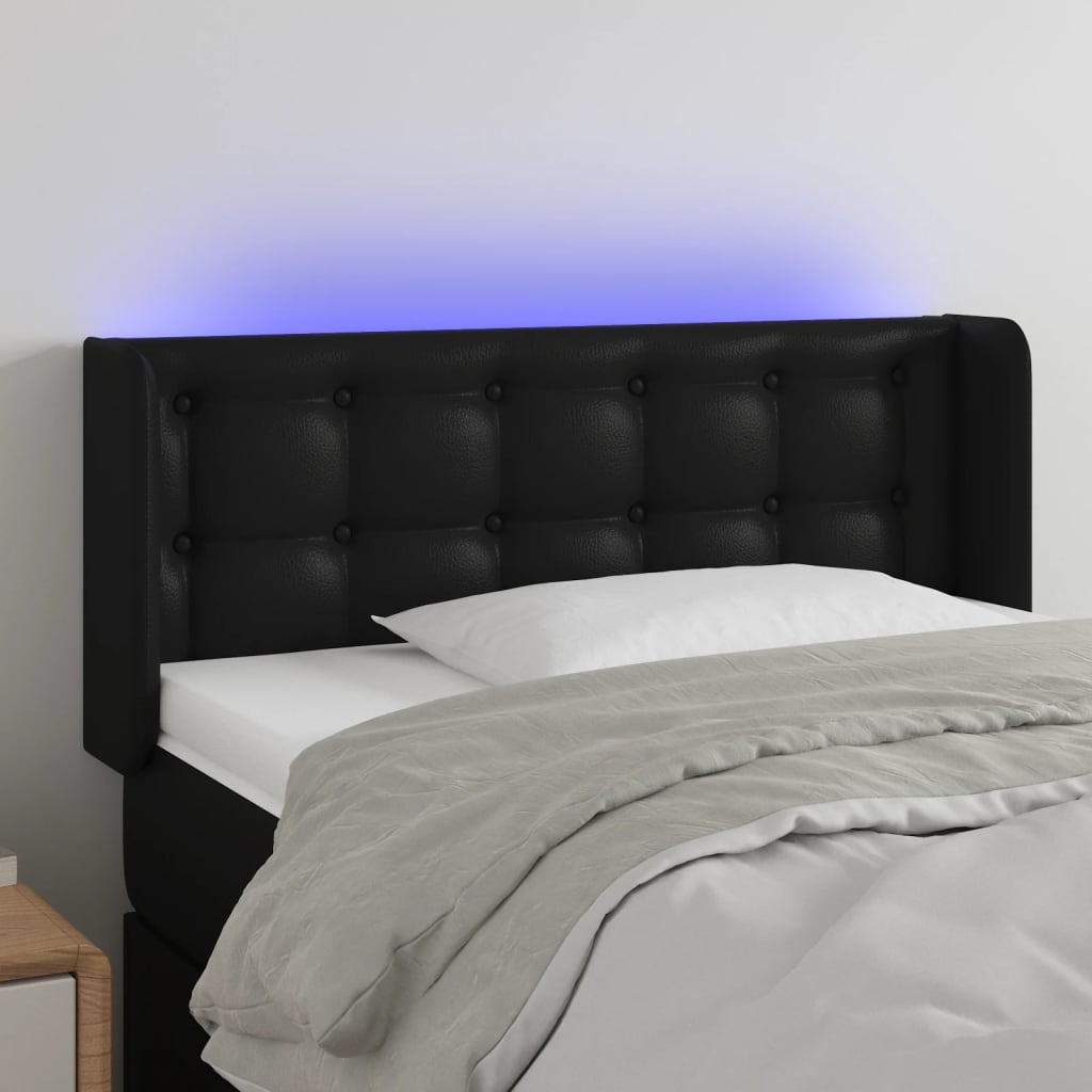 Hoofdbord LED 93x16x78/88 cm kunstleer zwart is nu te koop bij PeponiXL, paradijselijk wonen!