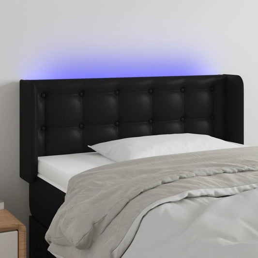 Hoofdbord LED 93x16x78/88 cm kunstleer zwart is nu te koop bij PeponiXL, paradijselijk wonen!
