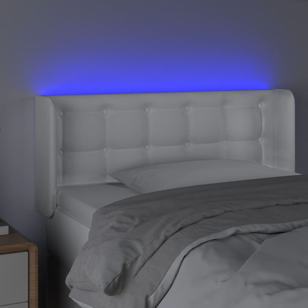 Hoofdbord LED 93x16x78/88 cm kunstleer wit is nu te koop bij PeponiXL, paradijselijk wonen!
