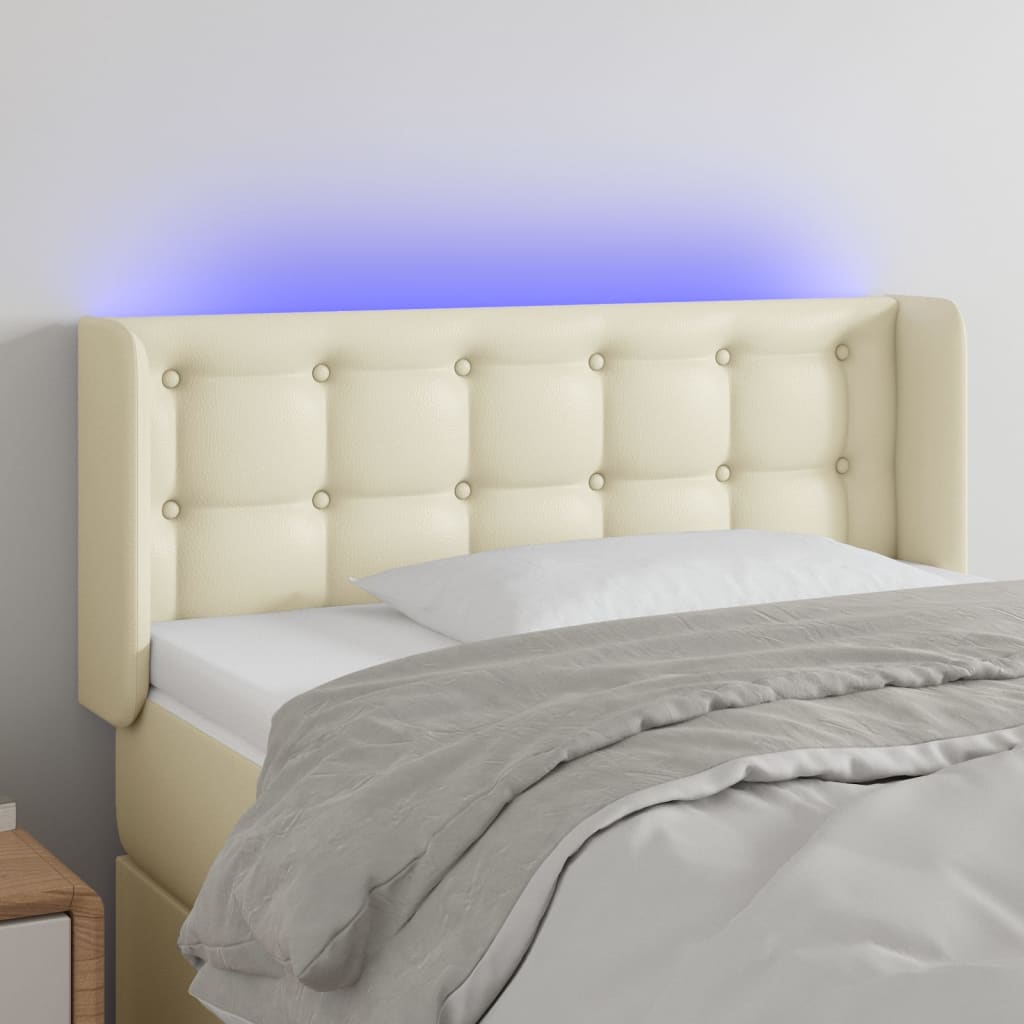 Hoofdbord LED 93x16x78/88 cm kunstleer crèmekleurig is nu te koop bij PeponiXL, paradijselijk wonen!