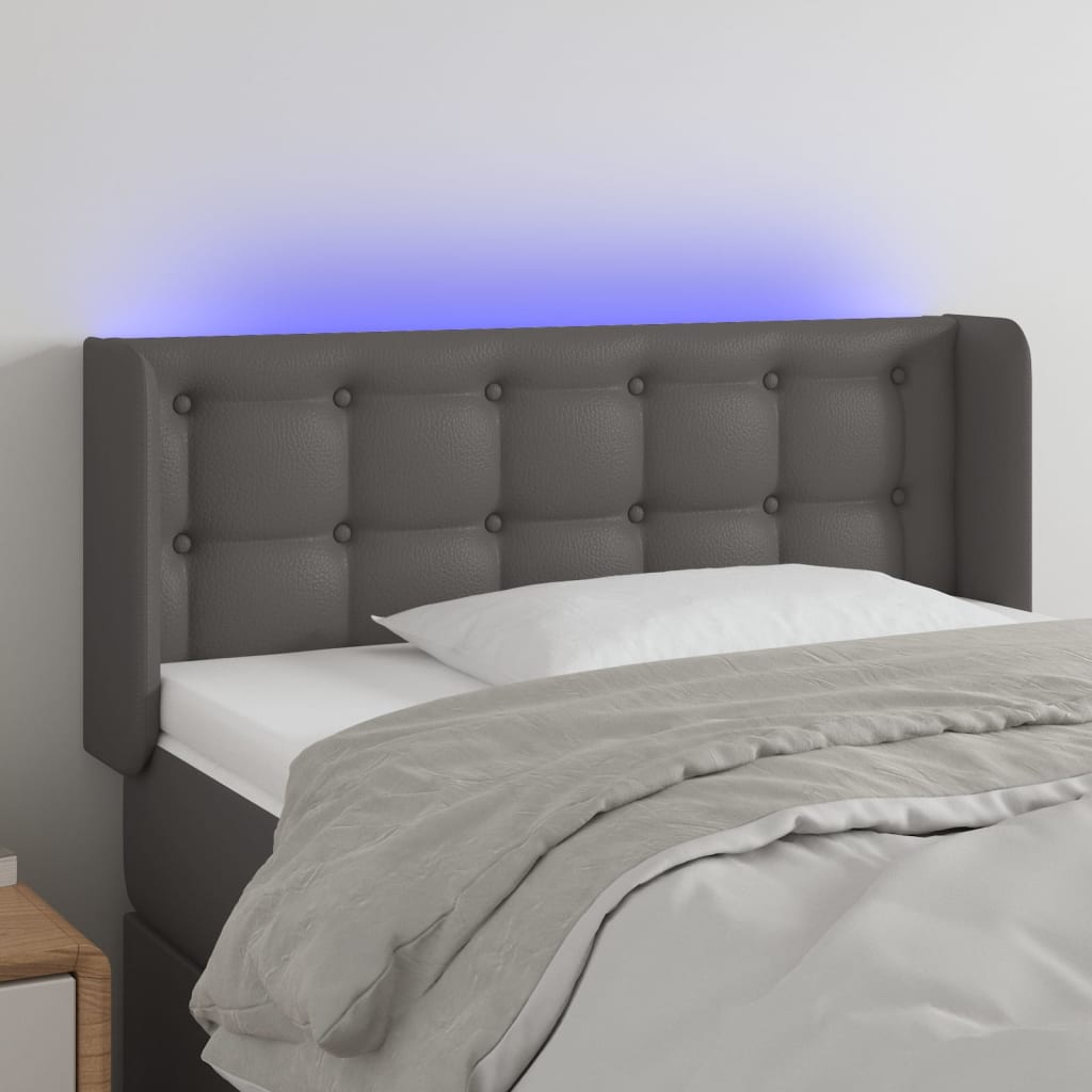 Hoofdbord LED 93x16x78/88 cm kunstleer grijs is nu te koop bij PeponiXL, paradijselijk wonen!