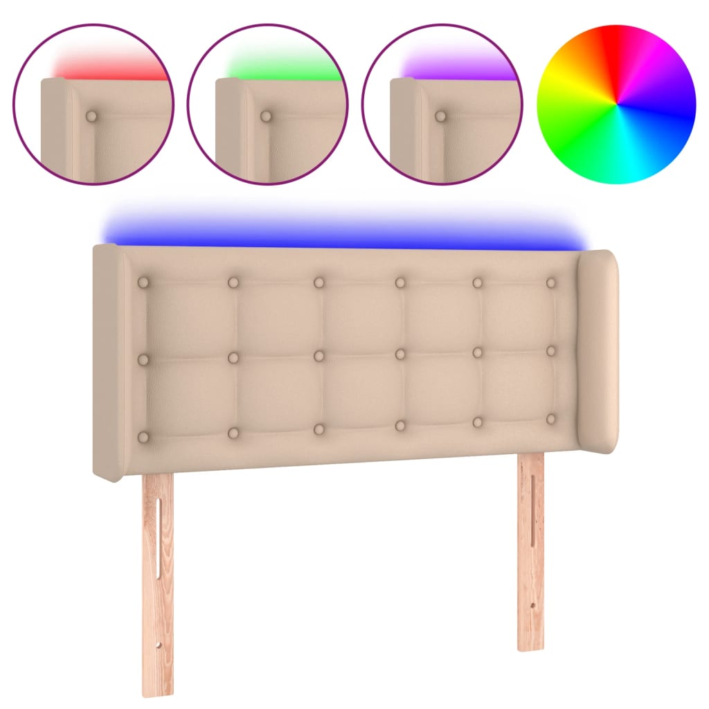 Hoofdbord LED 93x16x78/88 cm kunstleer cappuccinokleurig is nu te koop bij PeponiXL, paradijselijk wonen!