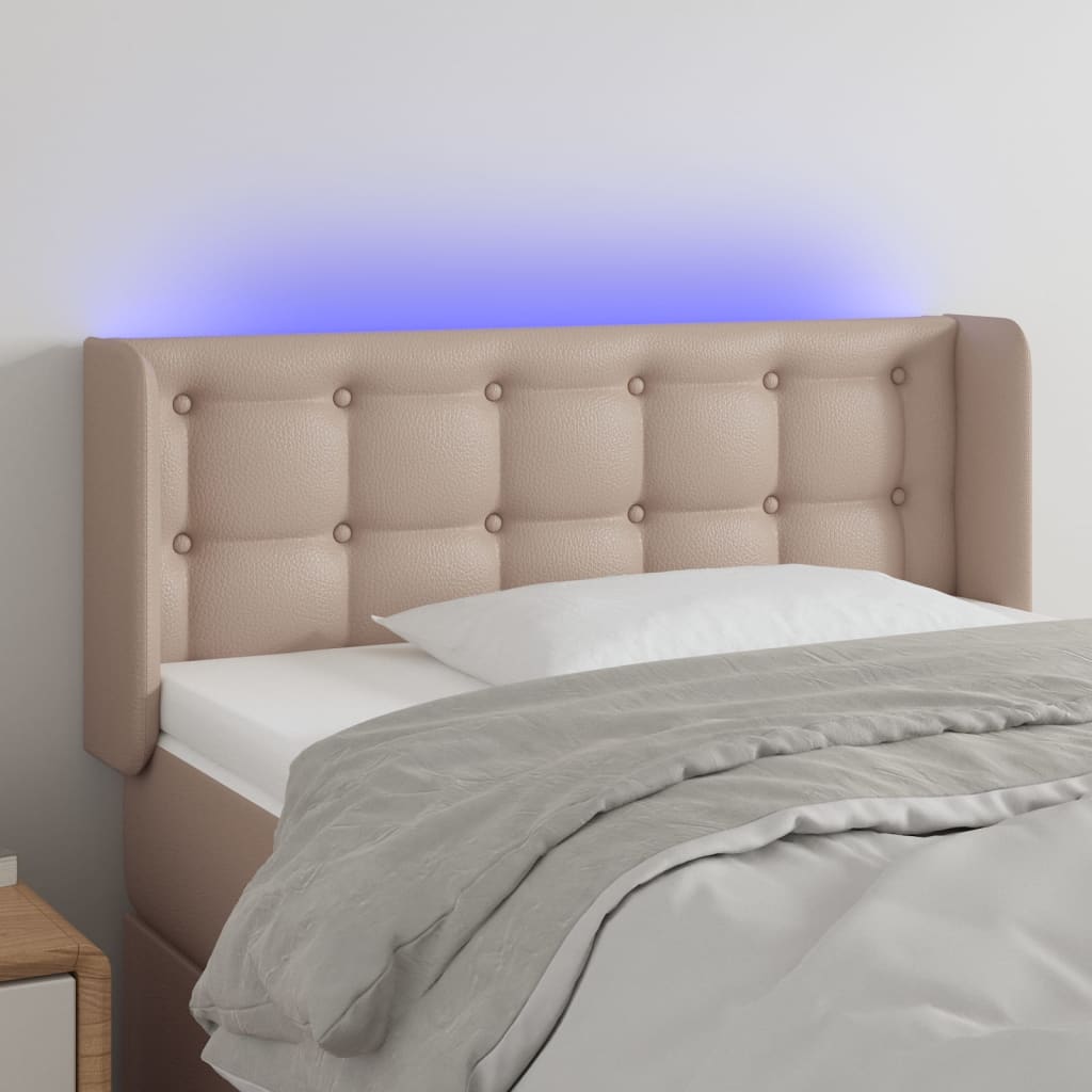 Hoofdbord LED 93x16x78/88 cm kunstleer cappuccinokleurig is nu te koop bij PeponiXL, paradijselijk wonen!