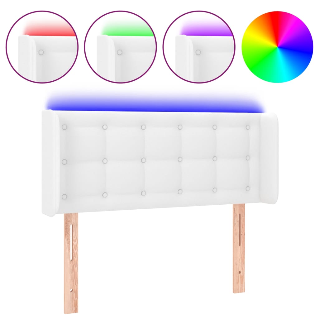 Hoofdbord LED 103x16x78/88 cm kunstleer wit is nu te koop bij PeponiXL, paradijselijk wonen!