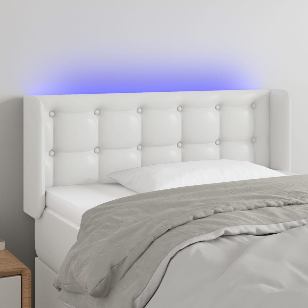 Hoofdbord LED 103x16x78/88 cm kunstleer wit is nu te koop bij PeponiXL, paradijselijk wonen!
