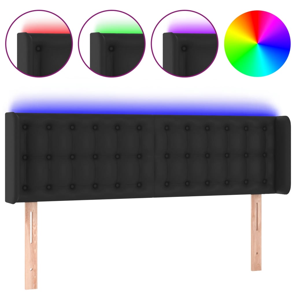 Hoofdbord LED 147x16x78/88 cm kunstleer zwart is nu te koop bij PeponiXL, paradijselijk wonen!