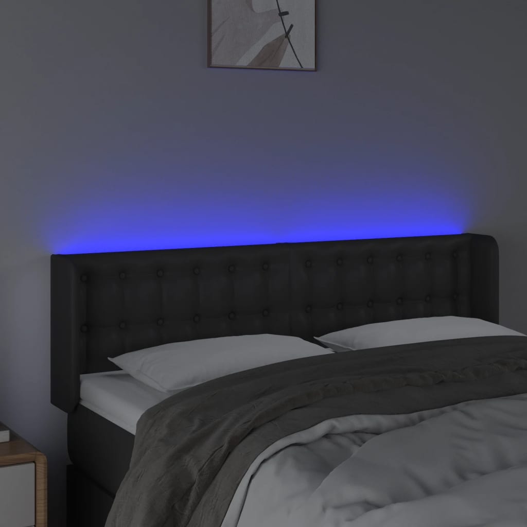 Hoofdbord LED 147x16x78/88 cm kunstleer zwart is nu te koop bij PeponiXL, paradijselijk wonen!