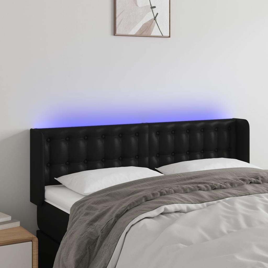 Hoofdbord LED 147x16x78/88 cm kunstleer zwart is nu te koop bij PeponiXL, paradijselijk wonen!