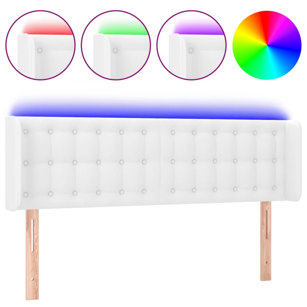 Hoofdbord LED 147x16x78/88 cm kunstleer wit is nu te koop bij PeponiXL, paradijselijk wonen!