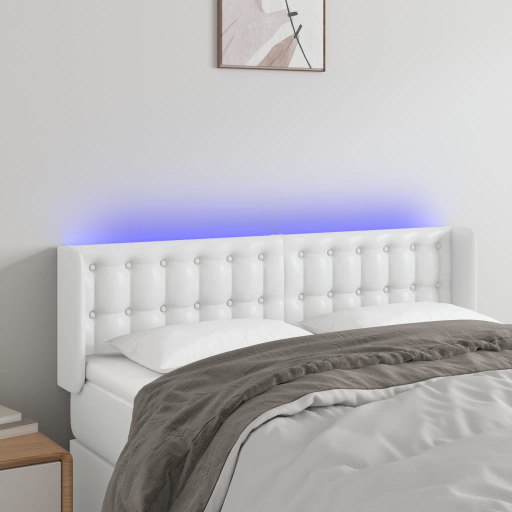 Hoofdbord LED 147x16x78/88 cm kunstleer wit is nu te koop bij PeponiXL, paradijselijk wonen!