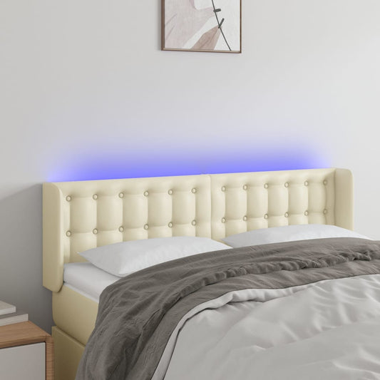 Hoofdbord LED 147x16x78/88 cm kunstleer crèmekleurig is nu te koop bij PeponiXL, paradijselijk wonen!