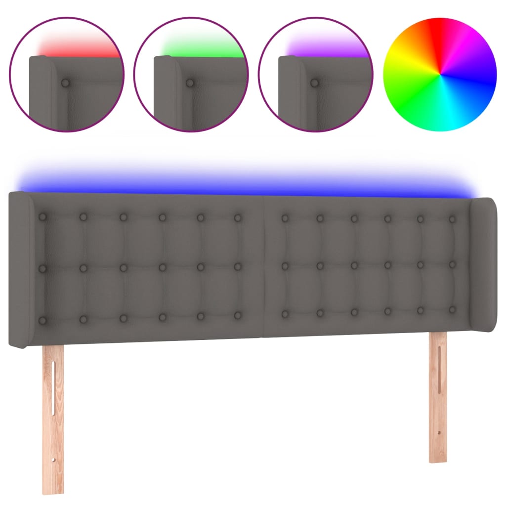 Hoofdbord LED 147x16x78/88 cm kunstleer grijs is nu te koop bij PeponiXL, paradijselijk wonen!