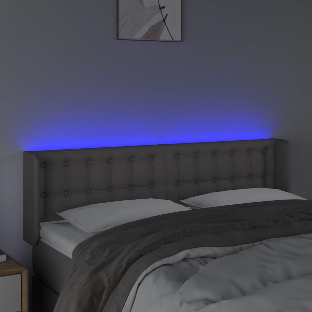 Hoofdbord LED 147x16x78/88 cm kunstleer grijs is nu te koop bij PeponiXL, paradijselijk wonen!