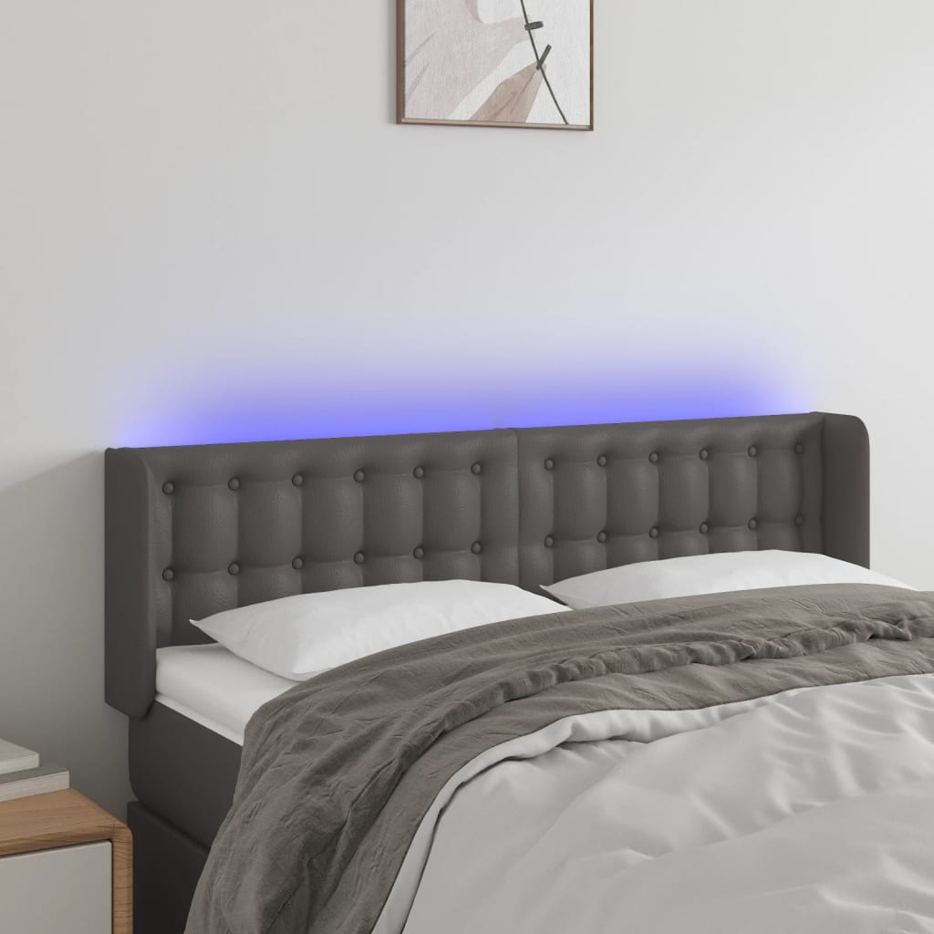Hoofdbord LED 147x16x78/88 cm kunstleer grijs is nu te koop bij PeponiXL, paradijselijk wonen!
