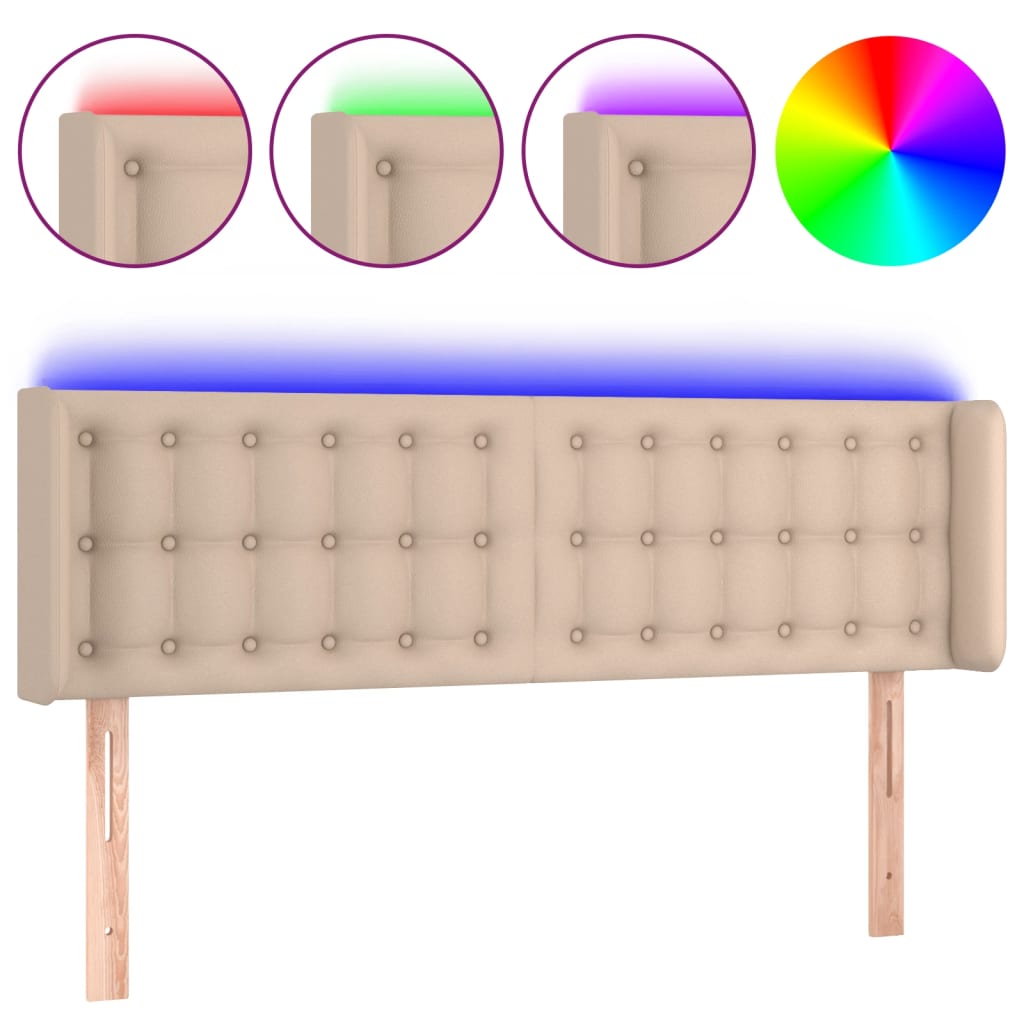 Hoofdbord LED 147x16x78/88 cm kunstleer cappuccinokleurig is nu te koop bij PeponiXL, paradijselijk wonen!