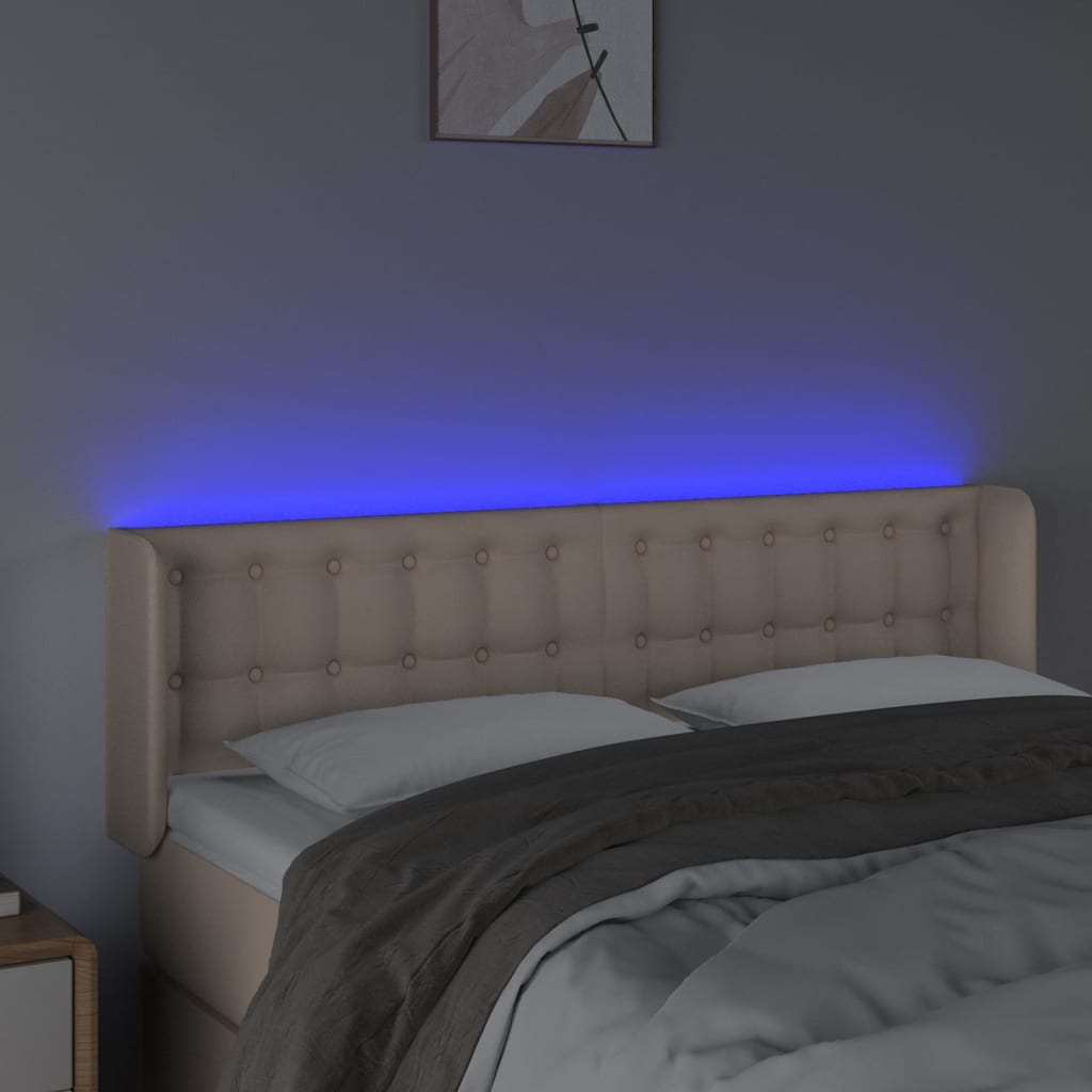Hoofdbord LED 147x16x78/88 cm kunstleer cappuccinokleurig is nu te koop bij PeponiXL, paradijselijk wonen!