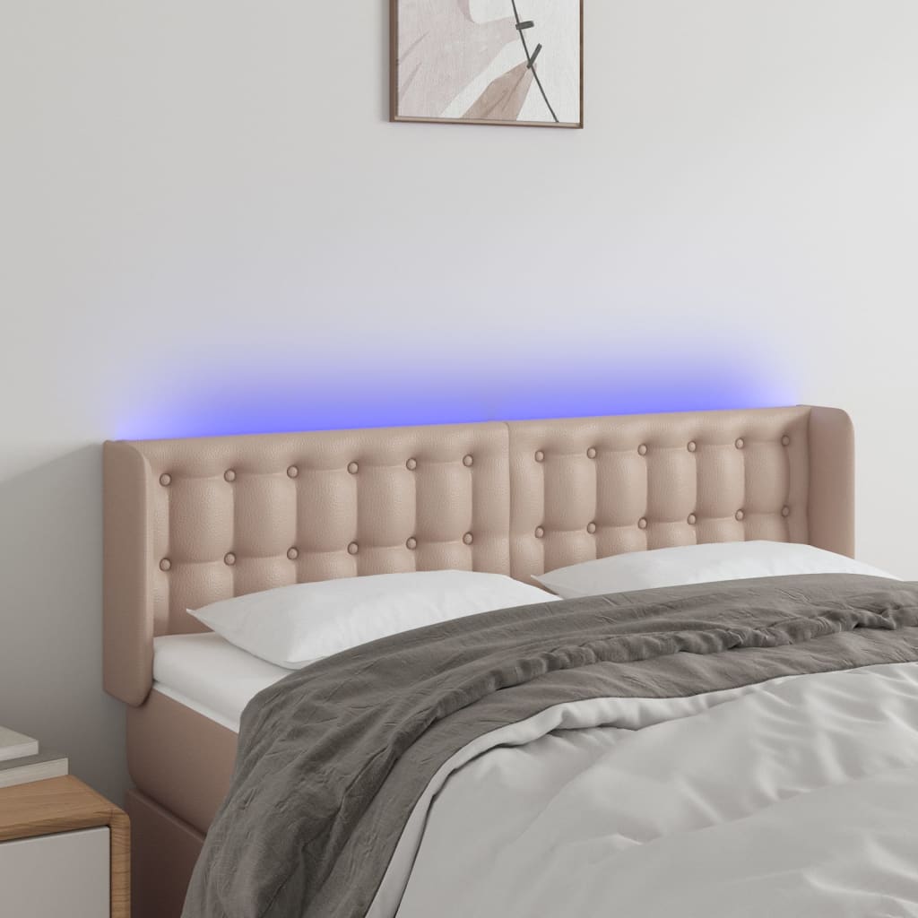 Hoofdbord LED 147x16x78/88 cm kunstleer cappuccinokleurig is nu te koop bij PeponiXL, paradijselijk wonen!