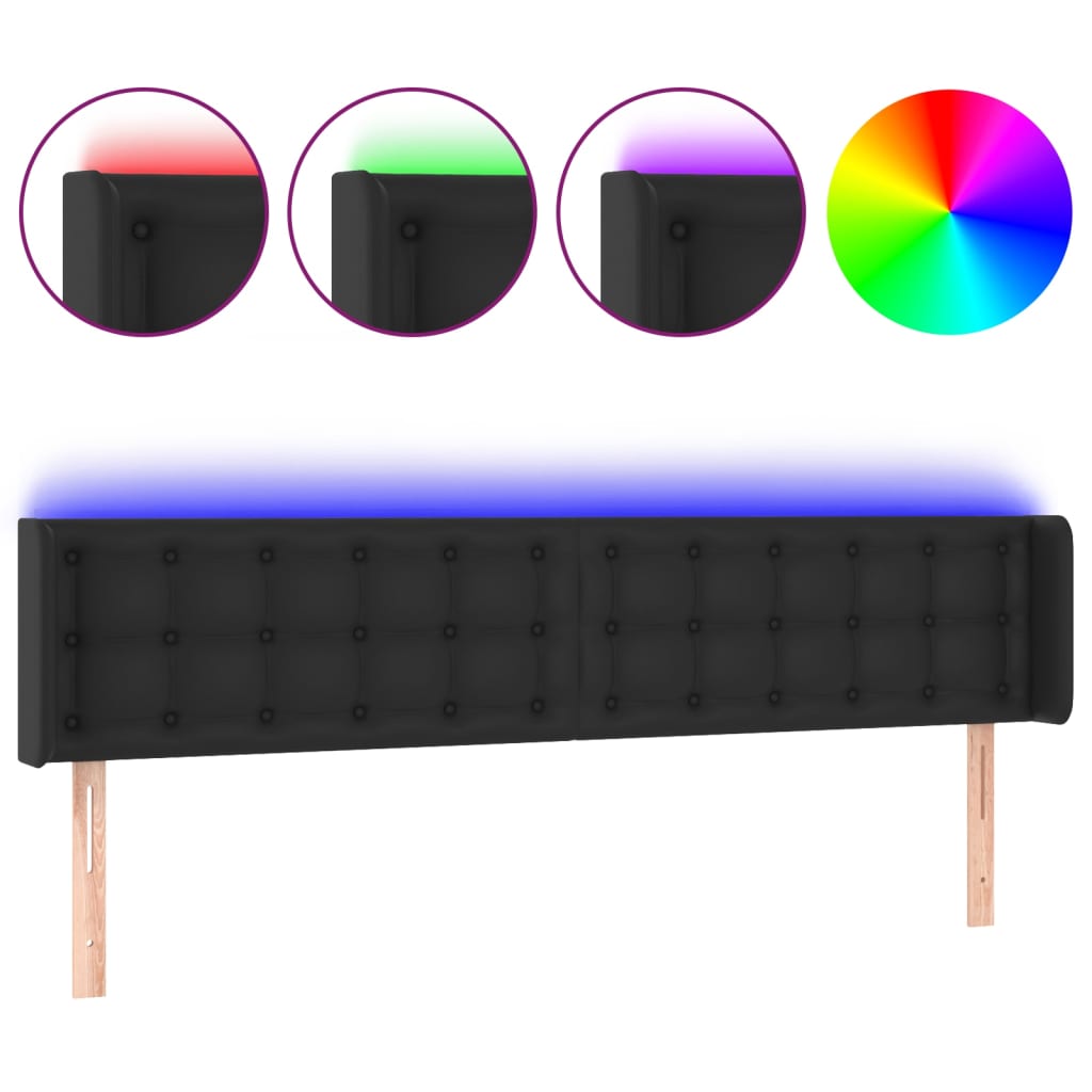 Hoofdbord LED 163x16x78/88 cm kunstleer zwart is nu te koop bij PeponiXL, paradijselijk wonen!