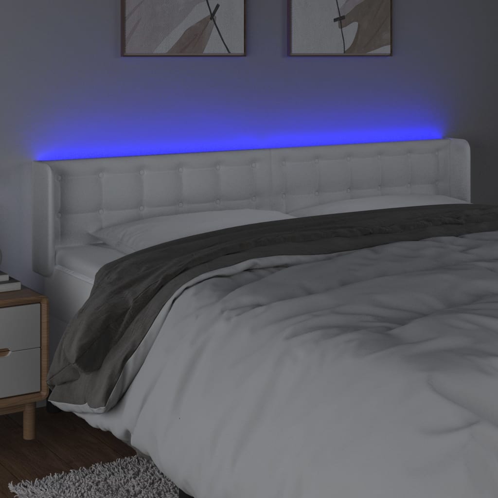 Hoofdbord LED 163x16x78/88 cm kunstleer wit is nu te koop bij PeponiXL, paradijselijk wonen!