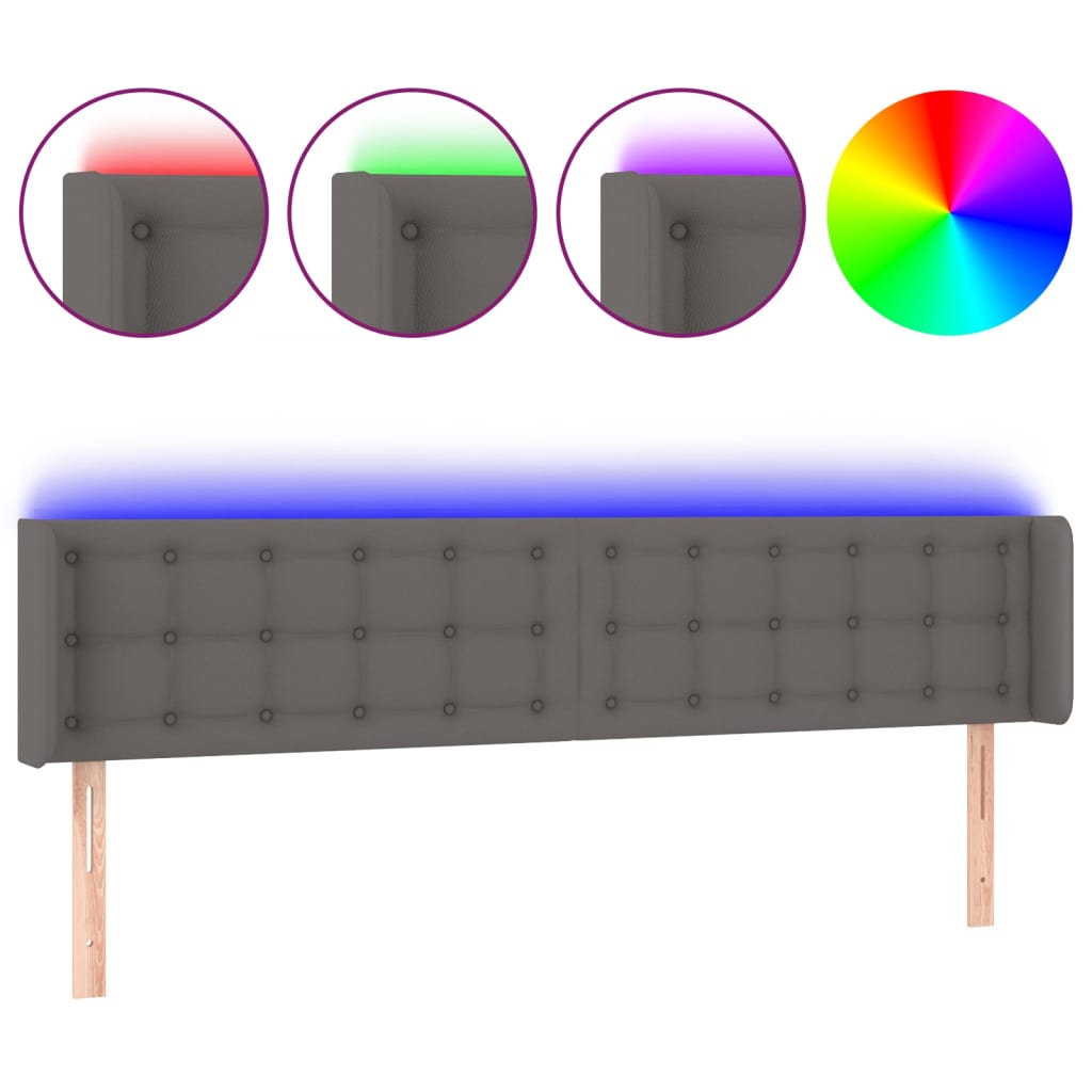 Hoofdbord LED 163x16x78/88 cm kunstleer grijs is nu te koop bij PeponiXL, paradijselijk wonen!