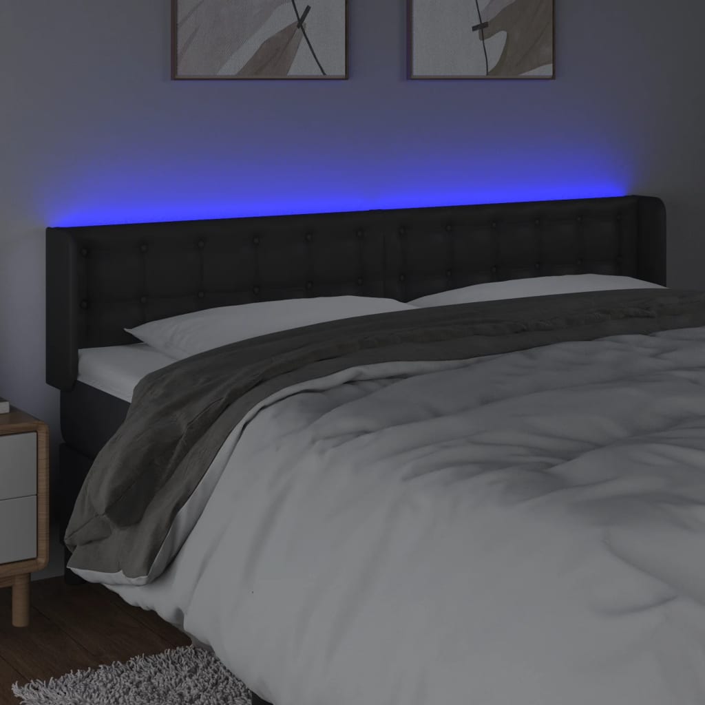 Hoofdbord LED 183x16x78/88 cm kunstleer zwart is nu te koop bij PeponiXL, paradijselijk wonen!