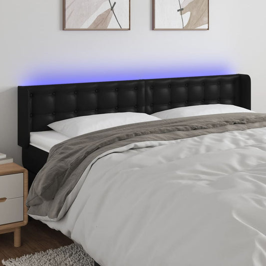 Hoofdbord LED 183x16x78/88 cm kunstleer zwart is nu te koop bij PeponiXL, paradijselijk wonen!