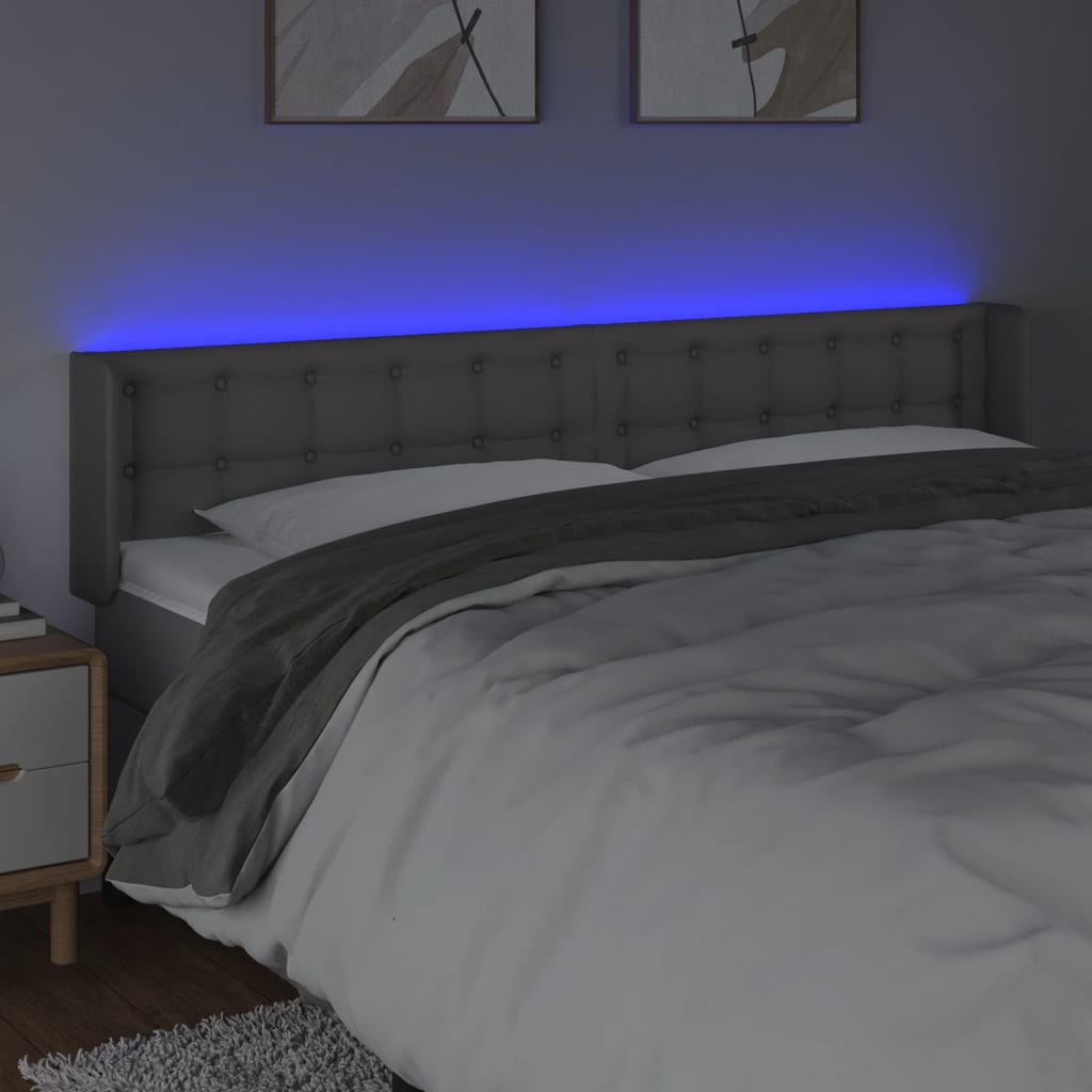 Hoofdbord LED 183x16x78/88 cm kunstleer grijs is nu te koop bij PeponiXL, paradijselijk wonen!