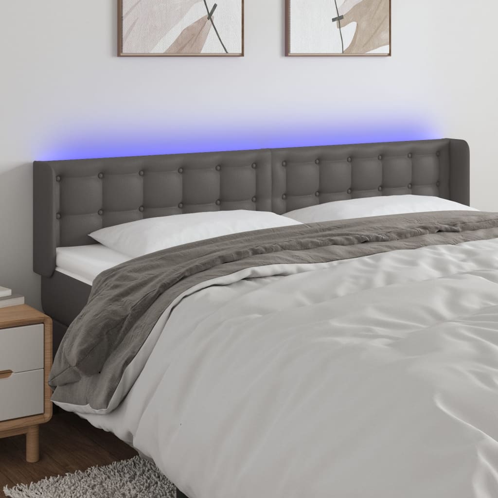 Hoofdbord LED 183x16x78/88 cm kunstleer grijs is nu te koop bij PeponiXL, paradijselijk wonen!