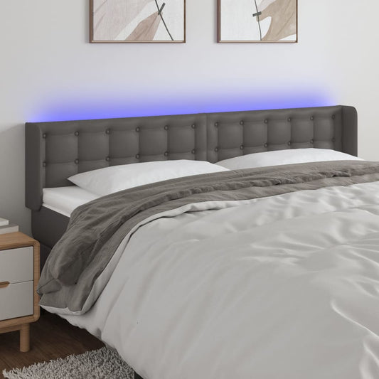 Hoofdbord LED 183x16x78/88 cm kunstleer grijs is nu te koop bij PeponiXL, paradijselijk wonen!