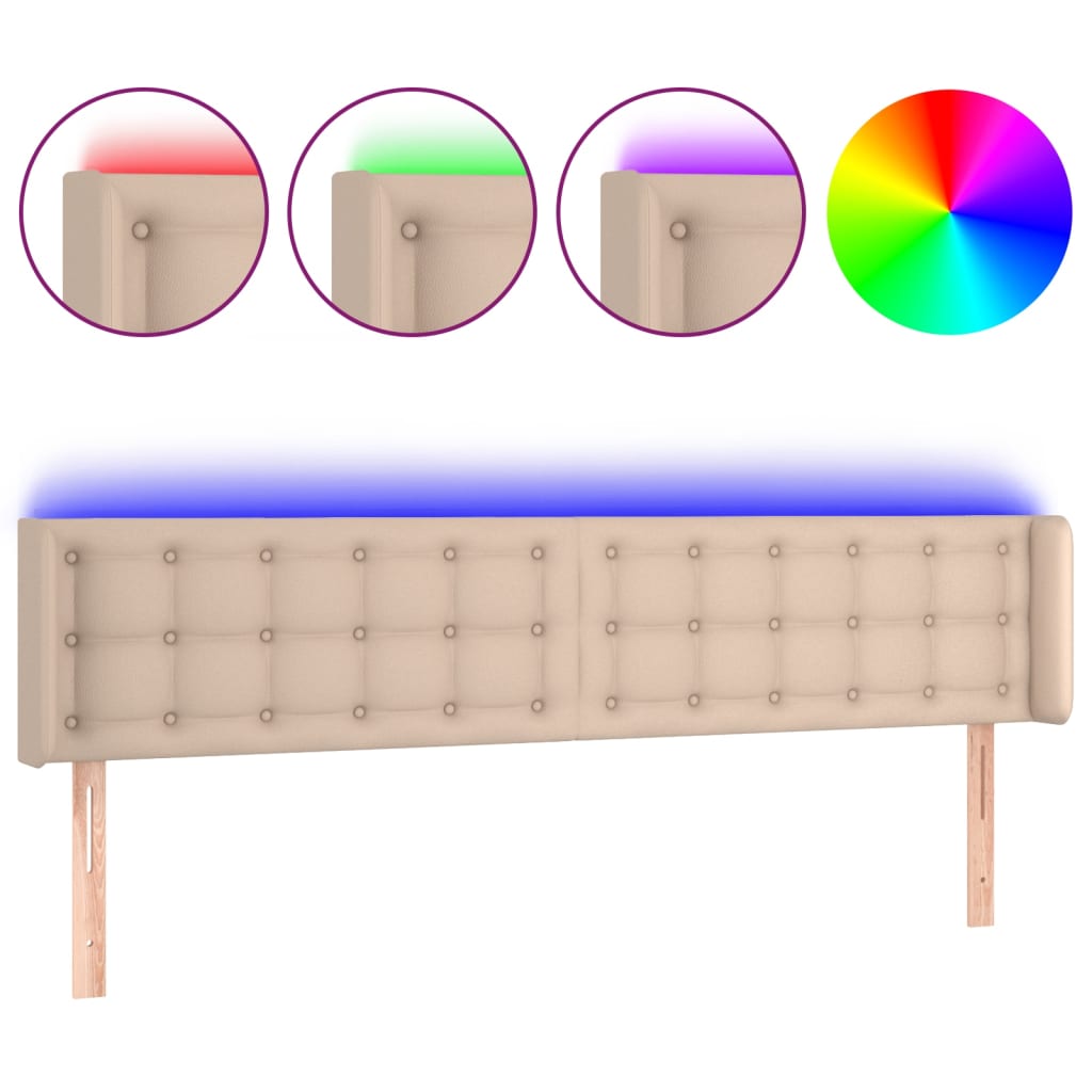 Hoofdbord LED 183x16x78/88 cm kunstleer cappuccinokleurig is nu te koop bij PeponiXL, paradijselijk wonen!