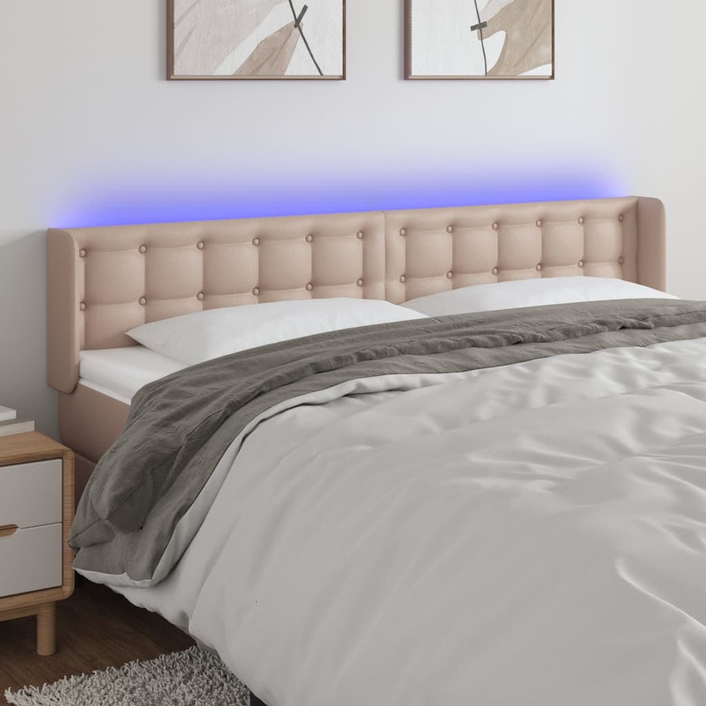 Hoofdbord LED 183x16x78/88 cm kunstleer cappuccinokleurig is nu te koop bij PeponiXL, paradijselijk wonen!