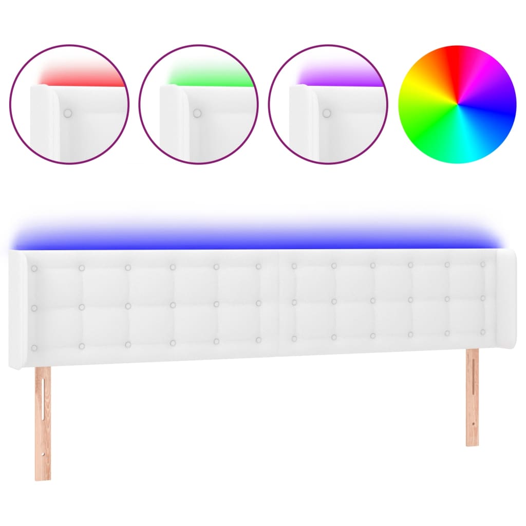 Hoofdbord LED 203x16x78/88 cm kunstleer wit is nu te koop bij PeponiXL, paradijselijk wonen!