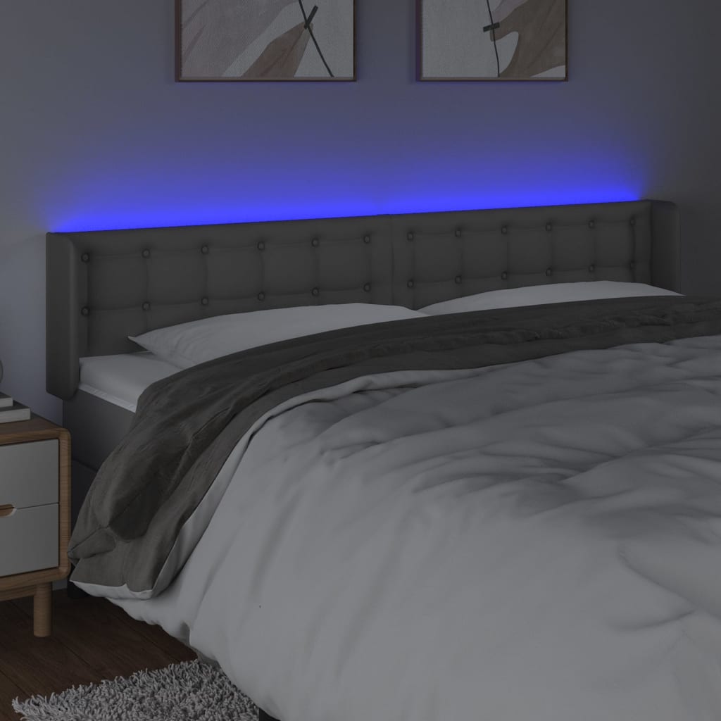 Hoofdbord LED 203x16x78/88 cm kunstleer grijs is nu te koop bij PeponiXL, paradijselijk wonen!