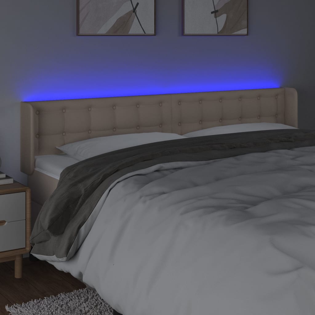Hoofdbord LED 203x16x78/88 cm kunstleer cappuccinokleurig is nu te koop bij PeponiXL, paradijselijk wonen!