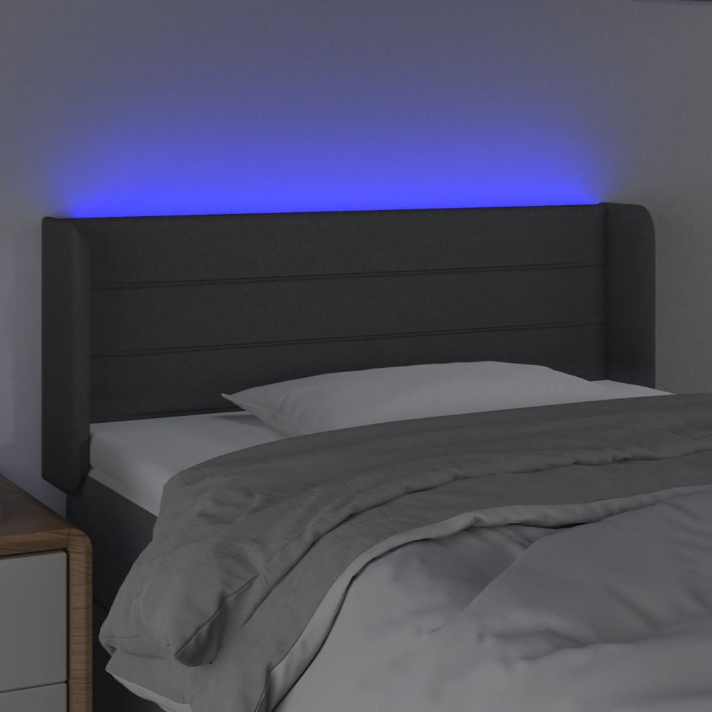 Hoofdbord LED 83x16x78/88 cm stof donkergrijs is nu te koop bij PeponiXL, paradijselijk wonen!