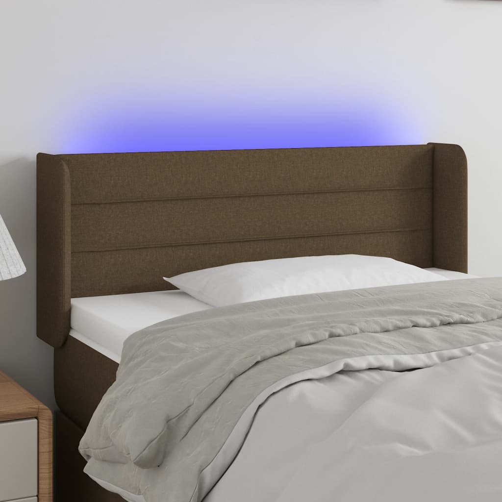 Hoofdbord LED 83x16x78/88 cm stof donkerbruin is nu te koop bij PeponiXL, paradijselijk wonen!