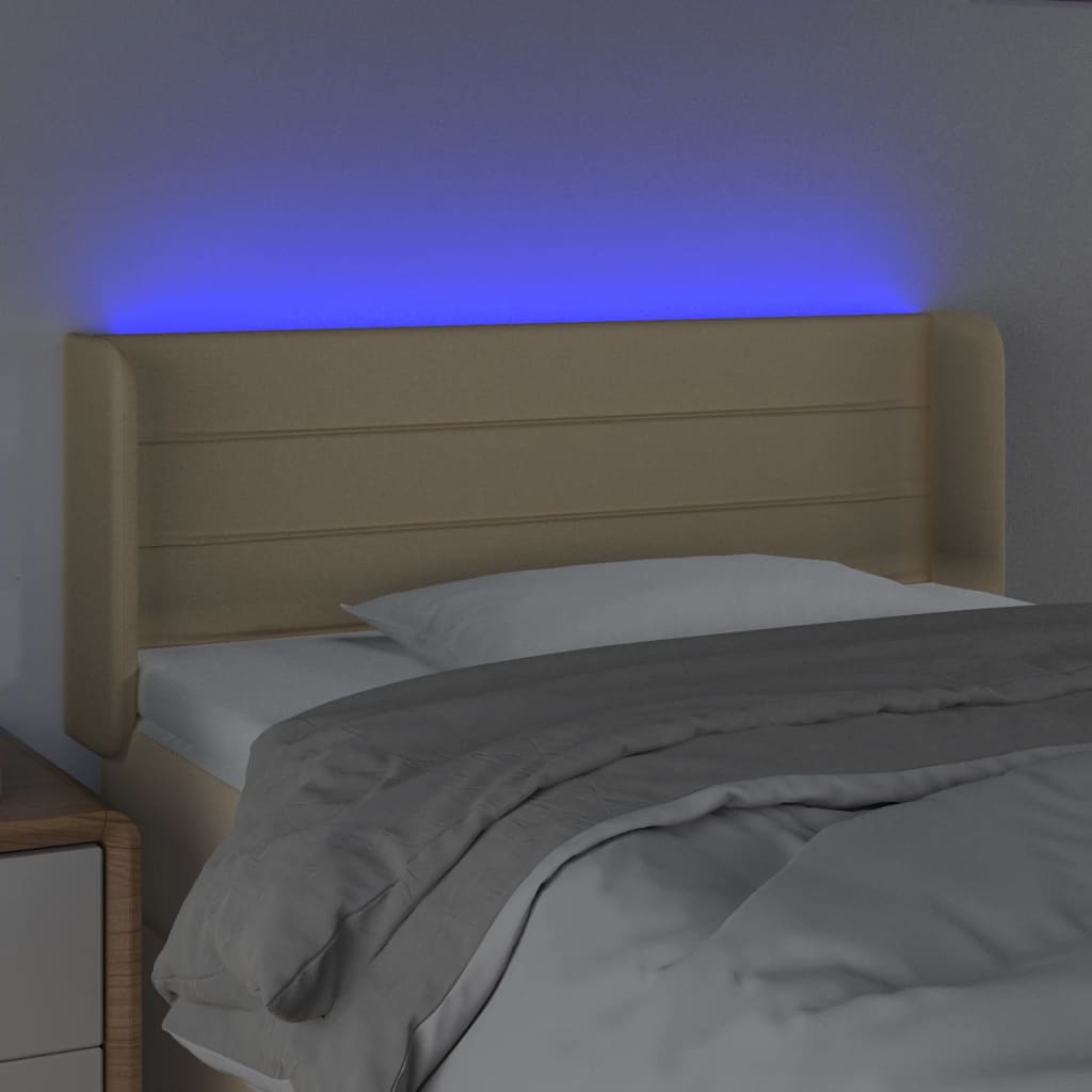 Hoofdbord LED 83x16x78/88 cm stof crèmekleurig is nu te koop bij PeponiXL, paradijselijk wonen!