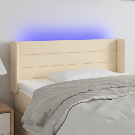 Hoofdbord LED 83x16x78/88 cm stof crèmekleurig is nu te koop bij PeponiXL, paradijselijk wonen!
