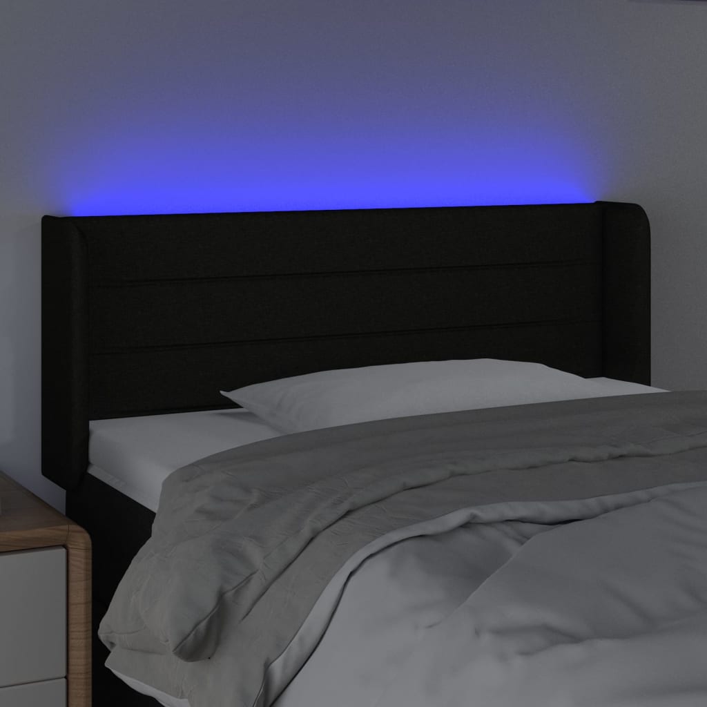 Hoofdbord LED 93x16x78/88 cm stof zwart is nu te koop bij PeponiXL, paradijselijk wonen!